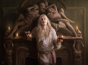 Spellbinding terror, frumusete, art, man, lestat, vampire, martina fackova, fantasy, luminos, handsome HD wallpaper
