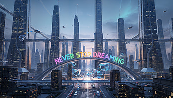motivational, futuristic city, skyline, bridge HD wallpaper