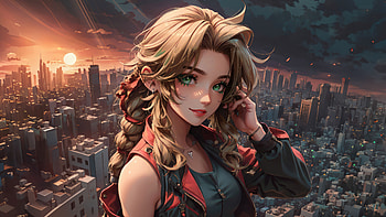 City Dreams With Aerith Gainsborough, aerith-gainsborough, final-fantasy, games, artist, artwork, digital-art, deviantart HD wallpaper