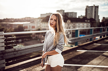 Blonde Girl Open Rooftop , blonde, girls, model HD wallpaper