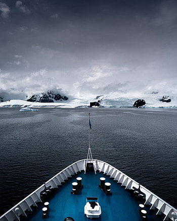 Nature, Snow, Mountain, Fog, Glacier, Ship HD phone wallpaper