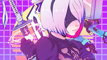 Nier 2b , nier-automata, games, artist, artwork, digital-art, deviantart, 2021-games, artstation, synthwave HD wallpaper