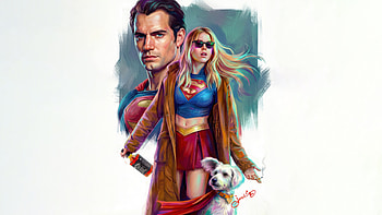 Superman And Supergirl Drunk Together, superman, supergirl, krypto, superheroes, artwork, art, digital-art, artstation HD wallpaper