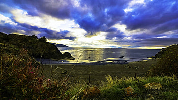 Beluga Point along Turnagain Arm, Alaska, sea, coast, clouds, sky, usa HD wallpaper