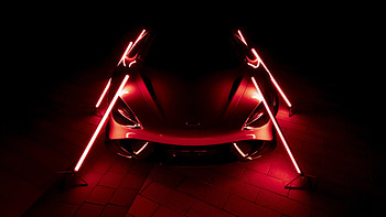 2021 McLaren 765LT, dark, red-glow, car HD wallpaper