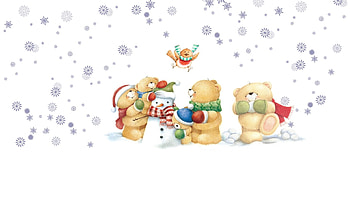 :), winter, art, bear, iarna, snowman HD wallpaper