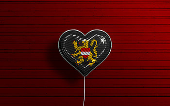 I Love Flemish Brabant, , realistic balloons, red wooden background, Day of Flemish Brabant, belgian provinces, flag of Flemish Brabant, Belgium, balloon with flag, Provinces of Belgium, Flemish Brabant flag, Flemish Brabant HD wallpaper