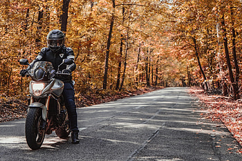 Autumn, Motorcycles, Road, Motorcyclist, Helmet, Motorcycle, Bike HD wallpaper