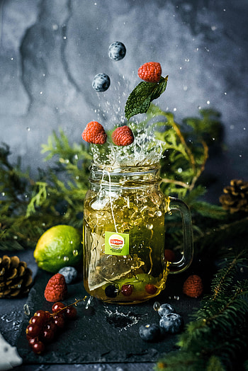 Fruits, Food, Berries, Spray, Splash, Drink, Beverage, Tea HD phone wallpaper
