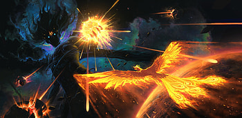Planetfall Phoenix — Flame of the Gods, fantasy, planet, phoenix, gods HD wallpaper