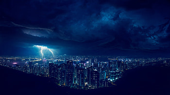 Lightning in city, Thunder HD wallpaper