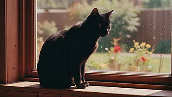 Window Noir - Black Cat | Ebony Gaze - | Silhouette -, Black Cat, Cat HD wallpaper