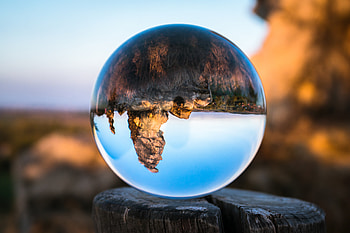 Nature, Mountains, Reflection, Glass, Ball, Stump, Koenigstein HD wallpaper