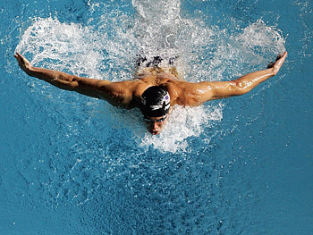 Michael Phelps in Action, swimming, Marylander, olympian, American, man, michael phelps, usa, muscles, water, Athlete HD wallpaper