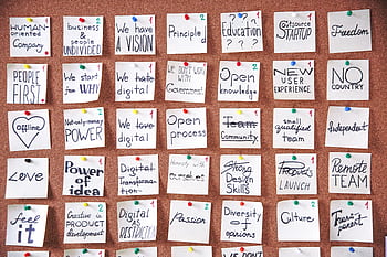 A corkboard with motivational sticky notes, ideal for planning and creativity. HD wallpaper