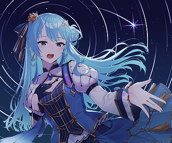 Hoshimachi Suisei, hololive, Hoshimachi Suisei, Anime, Virtual Youtuber HD wallpaper