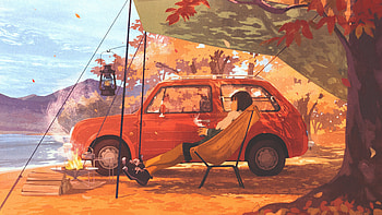 Relax, Car, Girl, sitting HD wallpaper