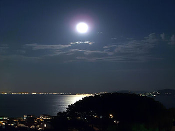 that song, night, sea, song, moon HD wallpaper
