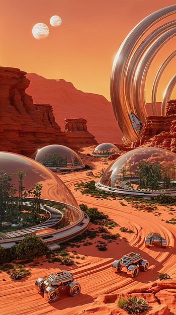 Red Frontier — Mars Colony HD phone wallpaper