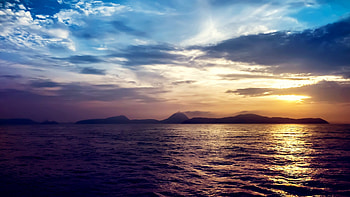 Preview sea, sunset, rocks HD wallpaper
