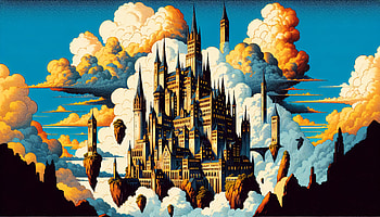 Enchanting Sky-High Castle, flying castle, castle, fantasy, cloud, floating HD wallpaper