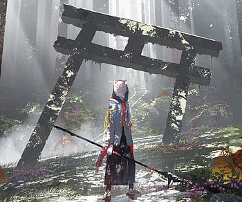 Anime Warrior Girl in Mystical Forest, Anime, girl, anime girl HD wallpaper
