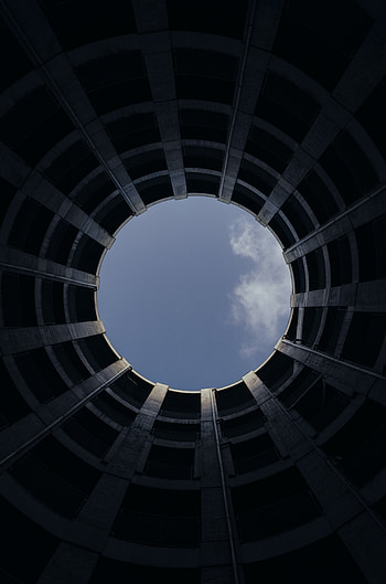 Sky, Building, Miscellanea, Miscellaneous, Design, Construction, Circle, Bottom View HD phone wallpaper