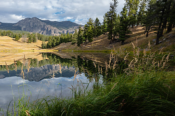 Landscape, Nature, Grass, Mountains, Lake HD wallpaper
