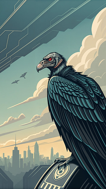 Majestic Vulture: A Striking , city skyline, futuristic, cloud, Digital Art HD phone wallpaper