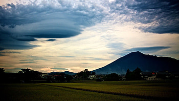Nature, Grass, Sky, Mountains, Clouds HD wallpaper