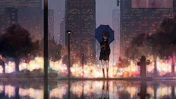 Anime Girl Rain Umbrella, anime-girl, rain, umbrella, anime, artist, artwork, digital-art HD wallpaper