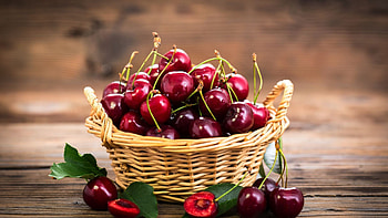 Ripe cherry basket, Fruitful cherry background, cherry , Vibrant cherry visuals HD wallpaper