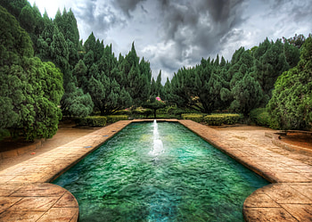 Nature, Fountain, Forest, Colors, Color, Mainly Cloudy, Overcast, Paints, Pool HD wallpaper