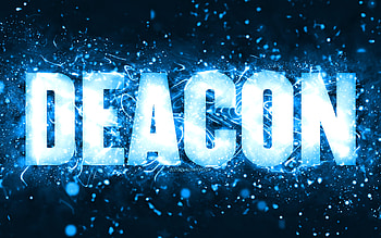 Happy Birtay Deacon, , blue neon lights, Deacon name, creative, Deacon Happy Birtay, Deacon Birtay, popular american male names, with Deacon name, Deacon HD wallpaper
