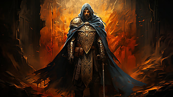 Epic Warrior in Fiery Battlefield, fantasy, warrior, fantasy warrior HD wallpaper