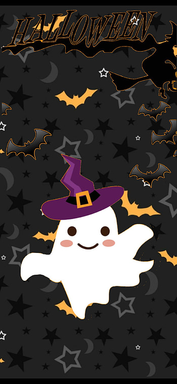 Halloween ghost, orange, silly, cute HD phone wallpaper