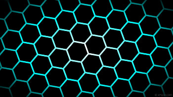 glow hexagon black blue white gradient aqua cyan HD wallpaper