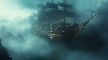 Phantom Ship: A Stunning Fantasy, fantasy, phantom ship, ship, fog, ocean HD wallpaper
