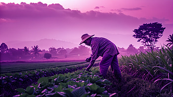 Farmer Working at Dawn, Farmer, Agriculture, field, sunrise, rural HD wallpaper