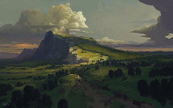 Artistic Landscape: Majestic Mountain Vista, artistic, landscape HD wallpaper