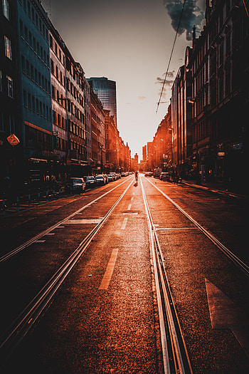 Cities, Sunset, City, Road, Markup HD phone wallpaper