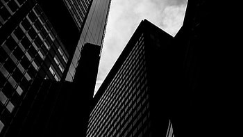 Worm's Eye View Of Skyscrapers Buildings Glass Windows Under Sky Dark Background HD wallpaper