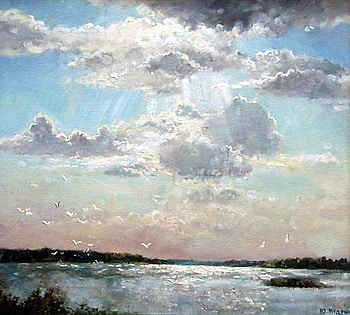 Kudrin, Yuri, the Volga, river, kudrin yuri, painting, art, volga HD wallpaper