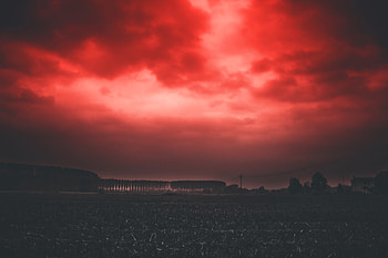 Sunset, Sky, Clouds, Horizon, Dark, Field HD wallpaper