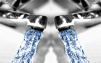 Water, blue, falling, chrome HD wallpaper