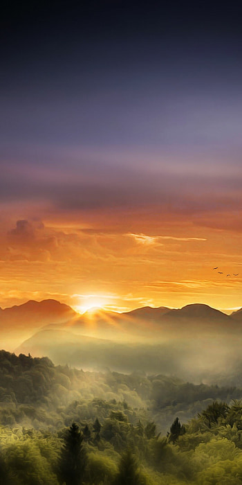 Sunrise mountain, backgrounds, Majestic peaks, Breathtaking view HD phone wallpaper