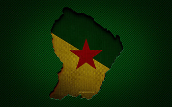 French Guiana map, , South American countries, French Guianese flag, green carbon background, French Guiana map silhouette, French Guiana flag, South America, flag of French Guiana HD wallpaper
