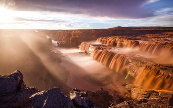 Grand falls, Arizona, cliffs, clouds, landscape, cascades, usa HD wallpaper