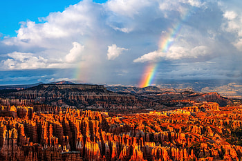 Double Rainbow over Bryce Canyon NP, Utah, nature, rainbow, utah, canyon HD wallpaper