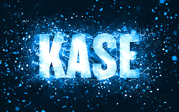 Happy Birtay Kase, , blue neon lights, Kase name, creative, Kase Happy Birtay, Kase Birtay, popular american male names, with Kase name, Kase HD wallpaper